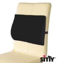 Lumbalkissen Sitty® Basic, Maße 40 x 28 x 5/1 cm, Gummiband quer, Farbe schwarz